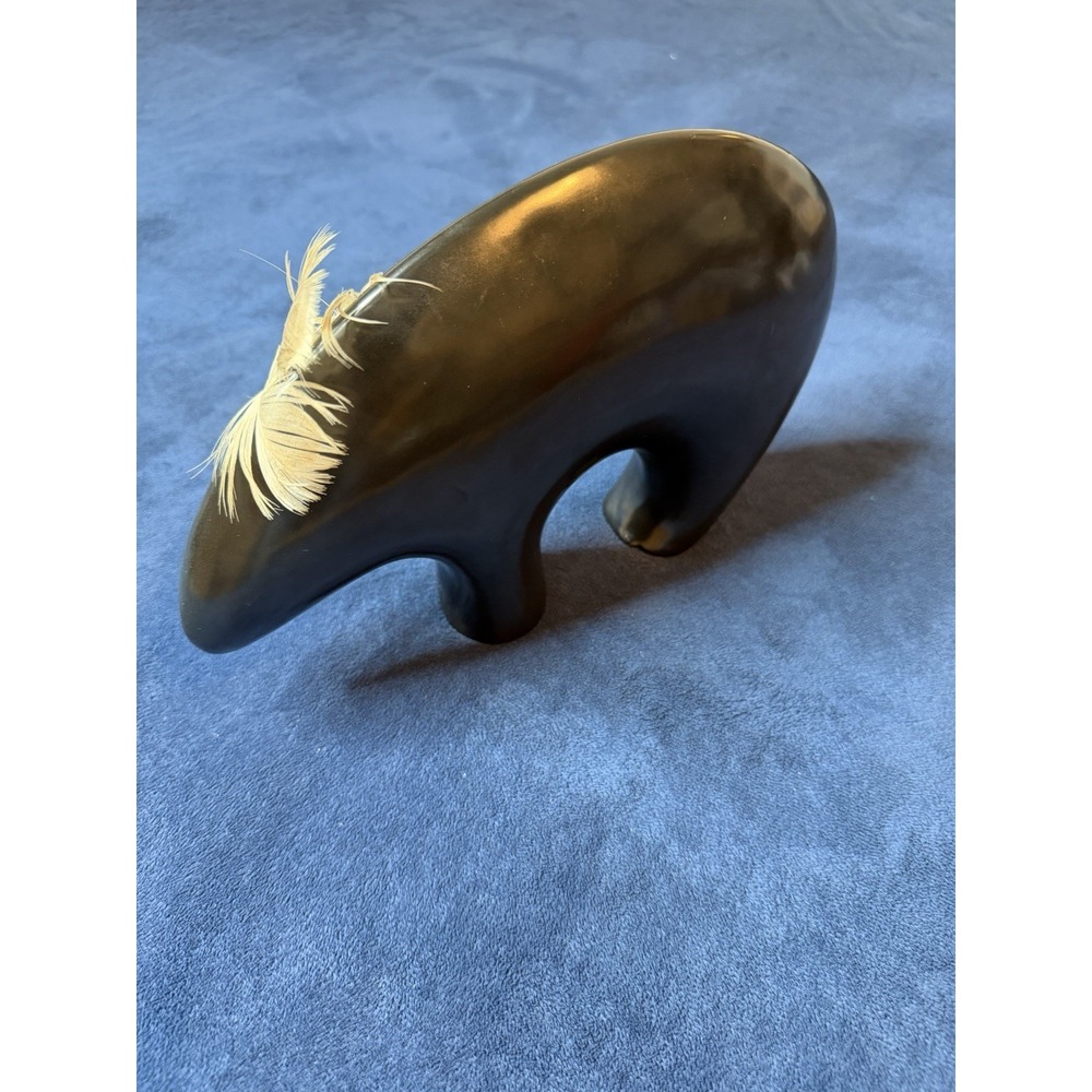 90s Vtg Navajo Black Bear Ceramic Pottery Figurine Signed Vange 91 Native Art